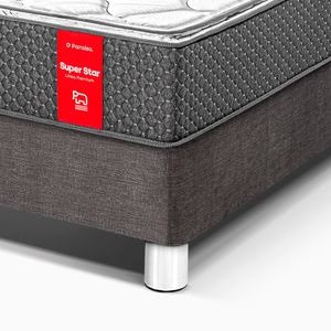 Cama Paraíso Super Star King Acero + 2 almohadas + protector