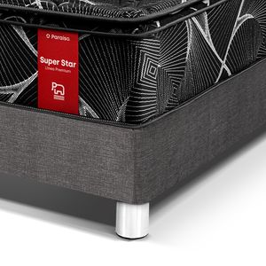 Dormitorio Super Star Negro 2 Plazas + Respaldo Negro