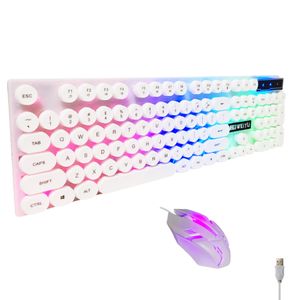 Teclado Y Mouse Blanco Luz Rgb Gamer Blanco Blanco