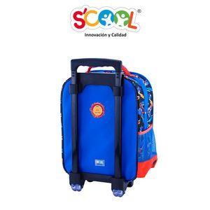 Pack Mochila Con Ruedas Carry On + Lonchera + Cartuchera Scool 3D Magic Sonic Rojo