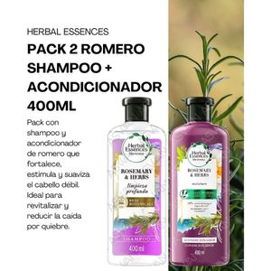 Pack 2 Romero Shampoo + Acondicionador 400Ml - Herbal Essences