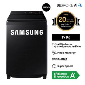 LAVADORA SAMSUNG 19KG WA80F19S8B AI WASH ECOBUBBLE™ NEGRA