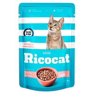 Pack x5 Comida Húmeda para Gatito Ricocat Carne 85gr