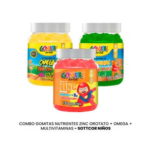 Combo Gomitas Zinc Orotato + Omega + Multivitaminas Sottcor Niños