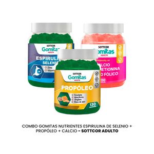Super Combo Gomitas Espirulina + Propóleos + Calcio Sottcor Adultos