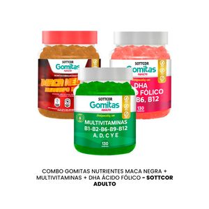 Combo Gomitas Maca Negra + Multivitaminas + Dha Sottcor Adultos