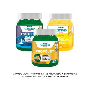 Combo Gomitas Propóleos + Espirulina + Omega Sottcor Adultos