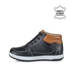 Botin Derby Casual ANGEL-083 Negro Rabbit Cuero