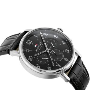 Reloj Tommy Hilfiger Daniel 1710381 Multifuncional Acero Inoxidable Correa Cuero y Dial Negro