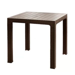 Mesa Cuadrada Roble para Terraza Modelo Ratán Color Marrón