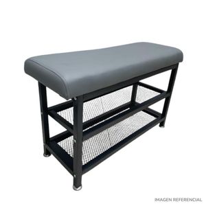 Zapatero Banco 2 Niveles con Asiento Acolchado Gris
