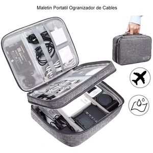 Maletín Portátil Organizador de Cables 2 Divisiones Impermeable FYI260007 Interlud Gris