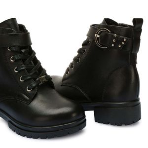Botín Derby Casual YADIRA-2533 Negro Rabbit Cuero