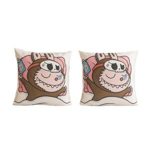Almohada Cojin de Cama Labubu Set x2 Crema