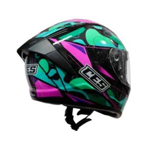 CASCO MOTO CES CERTIFICADO DOBLE VISOR VERDE ROSA - TALLA M