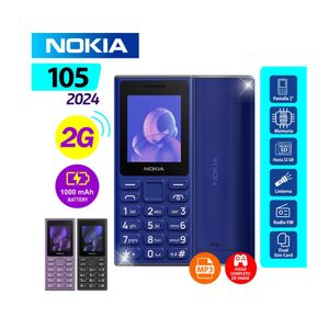 Celular Nokia 105 2G, Pantalla de 2",Bateria 1000 mAh, Radio FM y MP3