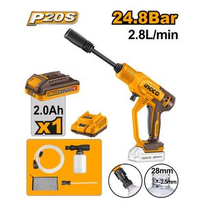 Hidrolavadora Inalambrica Incluye Bateria y Cargador Ingco CPWLI20362