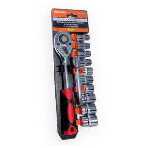 Set De Herramientas 12 Piezas Con Trinquete Y Dados De Acero Al Cromo Vanadio