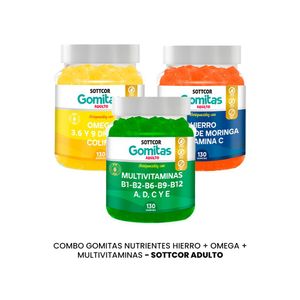 Super Combo Gomitas Omega + Multivitaminas + Hierro Sottcor Adultos