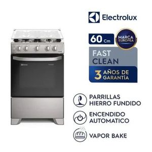 Cocina Electrolux 4 Quemadores Efficient VaporBake y Parrilla Hierro Fundido Silver FE4ISR