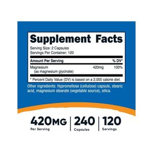 Glicinato Magnesio Magnesium Glycinate 240 Capsulas_.