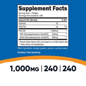 Nutricost Omega  3 Fish oil 240 Capsulas Aceite de Pescado