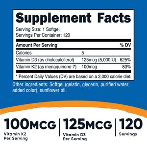 Vitamina K2 D3 5000 iu 120 capsulas gel