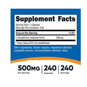 Glutation glutathione 500 mg 240 capsulas
