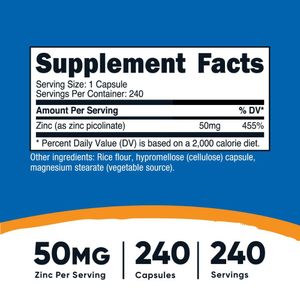 Zinc Picolinate 50 mg Picolinato Sistema Inmune 240 capsulas
