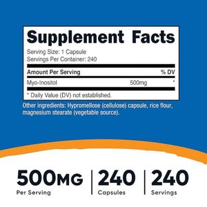 Nutricost Inositol en forma de Myo Inositol 500 mg 240 cápsulas