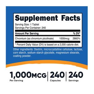 Picolinato de Cromo 240 capsulas 1000 mcg