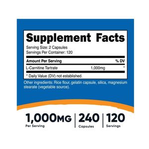 L Carnitina Tartrato L Carnitine Tartrate 240 capsulas