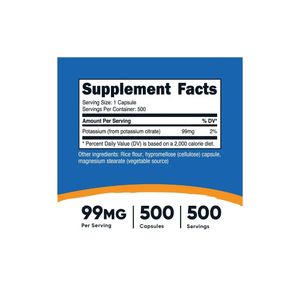Nutricost Potassium Citrate Citrato De Potasio En Cápsulas 500