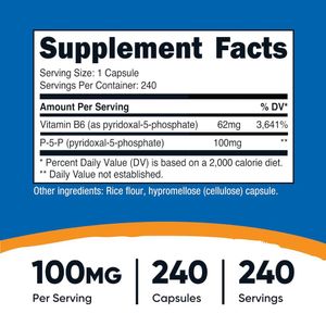 P5P Vitamina B6 activa 100 mg 240 capsulas