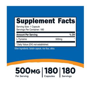 L-Tirosina Nutricost 180 Cápsulas 500Mg Natural