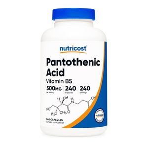 Nutricost Ácido pantoténico Vitamina B5 500 mg 240 cápsulas