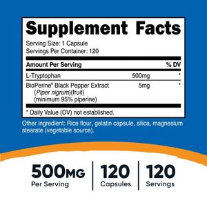 Nutricost L-triptofano Tryptophan Triptofano 120 capsulas