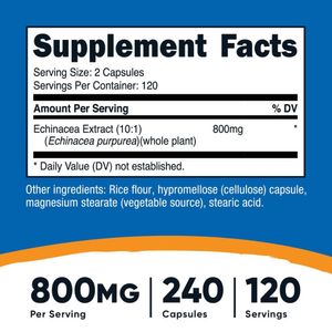 Nutricost Echinacea Equinacea 800 Mg Purpurea
