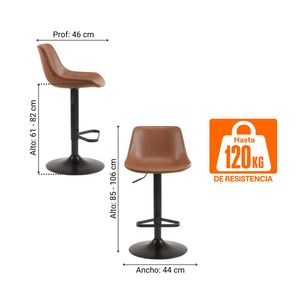 Banco Fijo para Bar Nuevo Arezzo Cuero/Poliuretano/Acero Marrón Orange