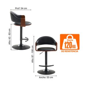Banco Fijo para Bar Nuevo Pisa Cuero/Poliuretano/Acero Negro Orange
