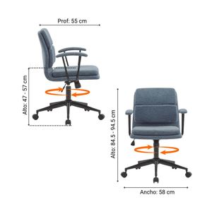 Silla Giratoria Boston Nylon/Metal Azul Orange