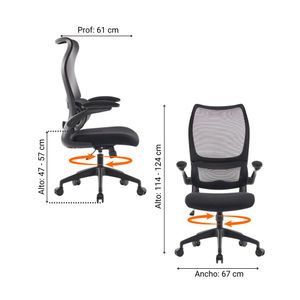 Silla Giratoria Lisboa Nylon/Metal Negro Orange