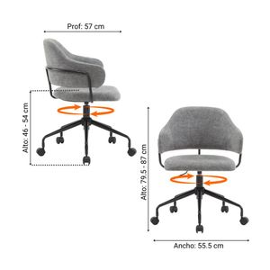 Silla Giratoria Torino Nylon/Metal Gris Orange