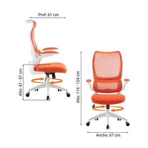 Silla de oficina giratoria Lisboa Rojo Orange