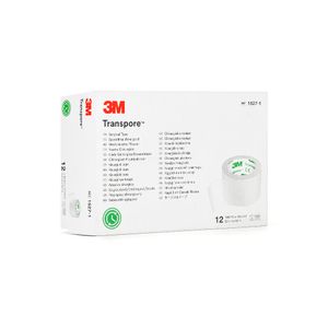 Esparadrapo de Plástico de 2.5 CM X 9.1 M 3M TRANSPORE 1527-1 CAJA 12 UND