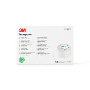 Esparadrapo de Plástico de 2.5 CM X 9.1 M 3M TRANSPORE 1527-1 CAJA 12 UND