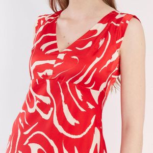 Camila Viali Vestido lilia rojo sin manga