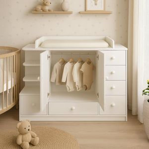 Cómoda Cambiador Para Bebé Beluna 6 Cajones Blanco 120 cm Huk