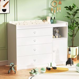 Cómoda Cambiador Para Bebé Olivia 4 Cajones Blanco 100 cm Huk
