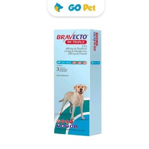 Antiparasitario Bravecto 1M Triple 400 Mg x 3 Tab 20 a 40 Kg Protección Interna y Externa